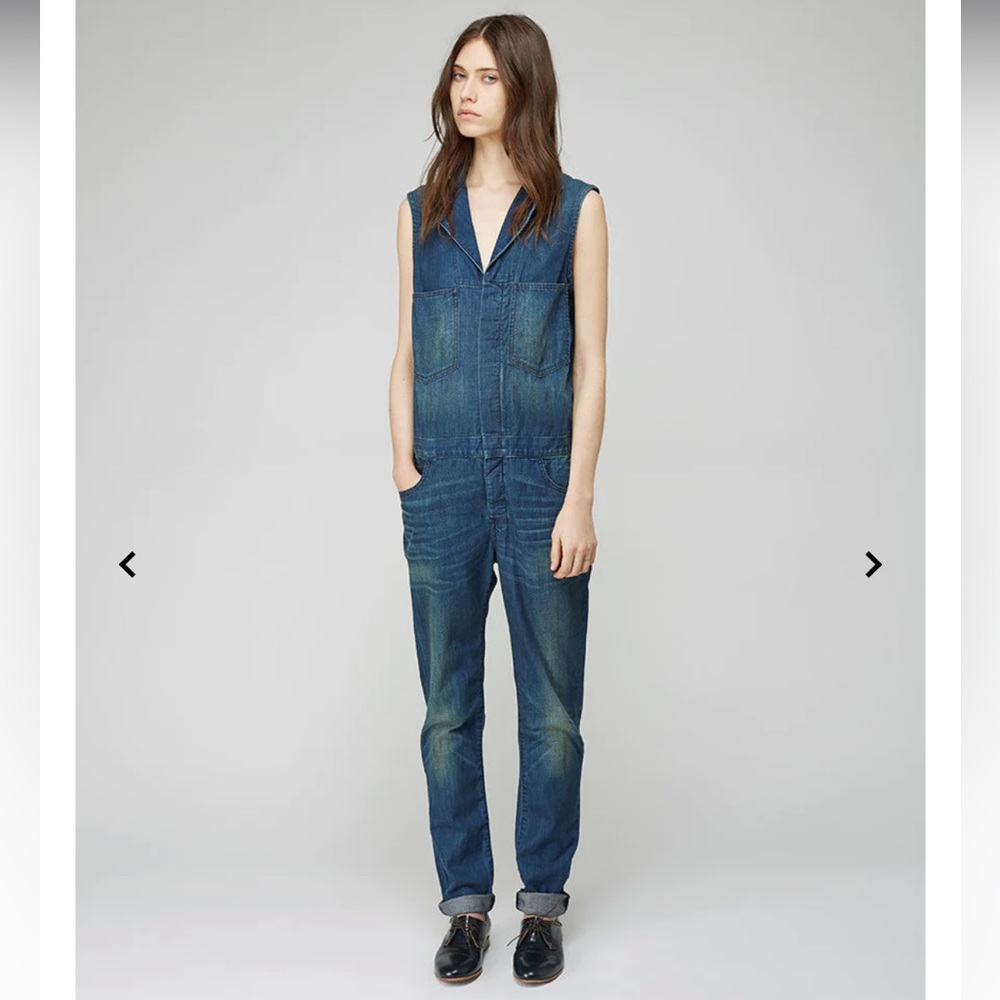 6397 Sleeveless Denim Jumpsuit New With Tags XS Small $595 Luxury Cotton Denim